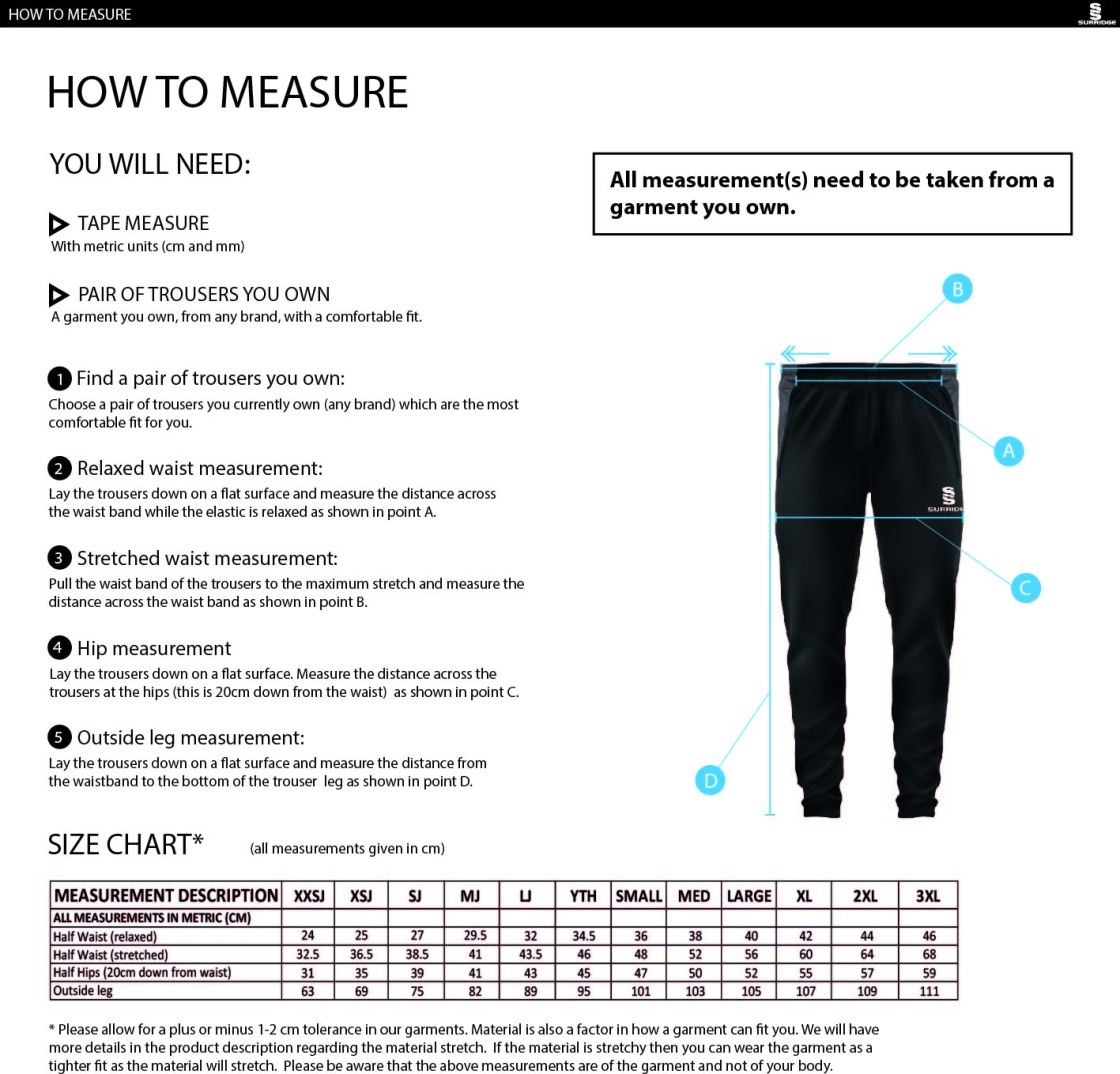 Bramhall Badminton Club Dual Skinny Pant : Navy - Size Guide